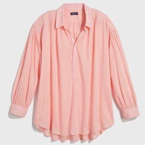 Vineyard Vines Long Sleeve LW Button Down Pleated Blouse in Pink Blossom